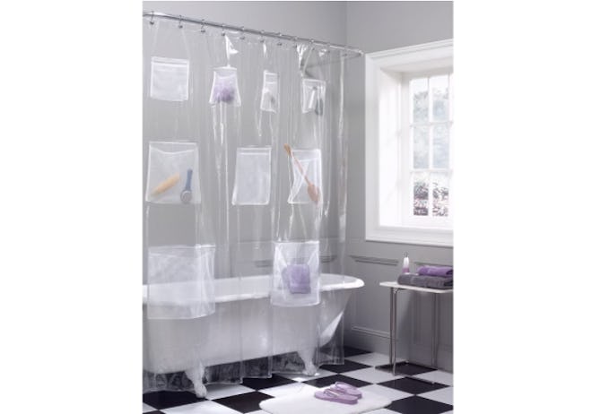 Maytex Quick Dry Mesh Pockets Shower Curtain