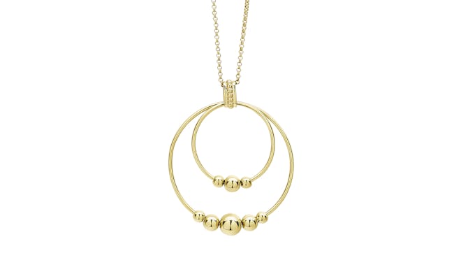 Caviar Gold Circle Pendant Necklace