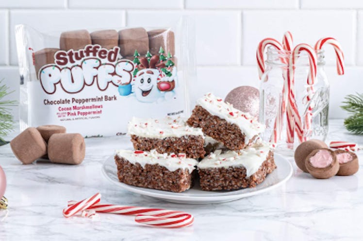 Stuffed Puffs' Chocolate Peppermint Bark Marshmallows