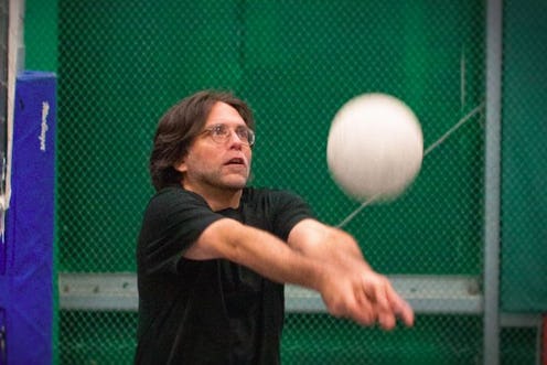 Screenshot from HBO's The Vow of NXIVM founder Keith Rainere playing volleyball.