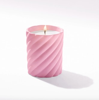 Cable Classic Candle with Rose Scent in Pink Glass
