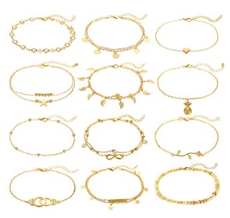 FUNEIA Gold Anklets (12 Pieces)
