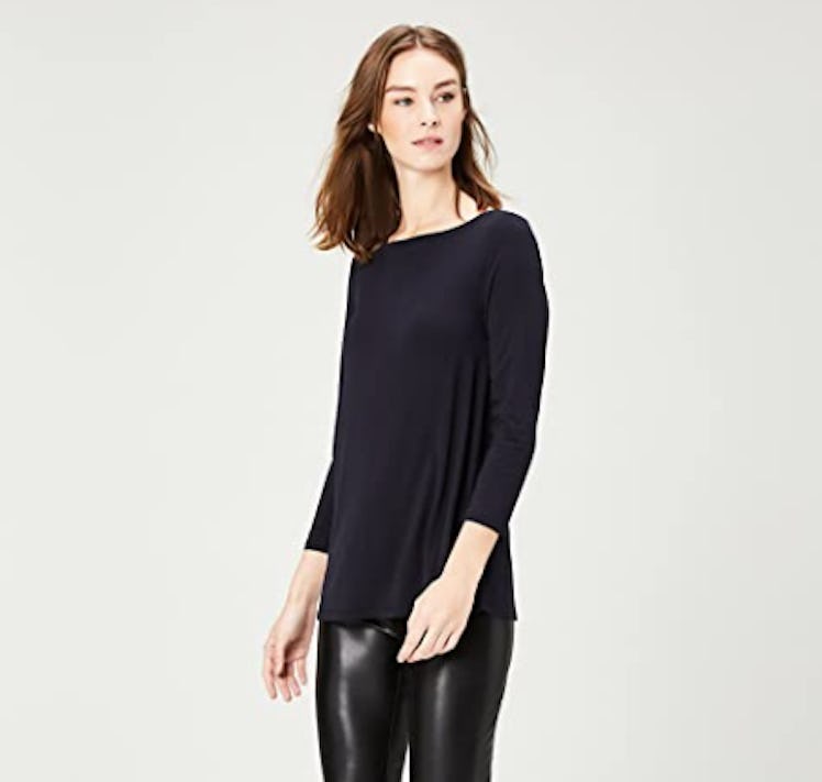 Daily Ritual Jersey 3/4-sleeve Bateau Neck Swing T-Shirt