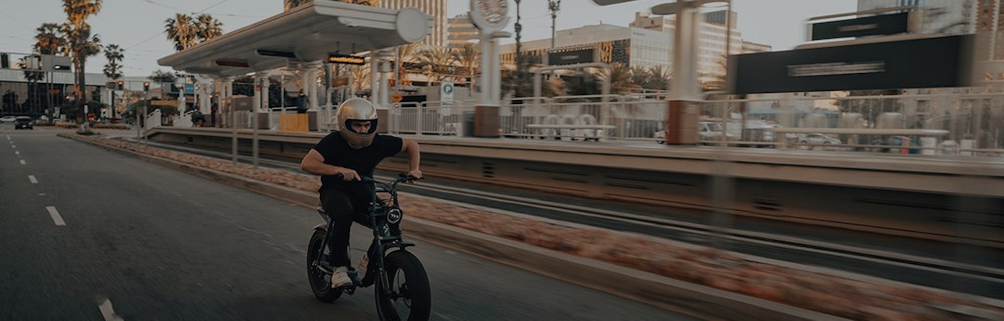Super73 e-bike riding on a street.