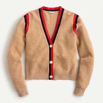 J.Crew Cashmere Waffle-Knit Cardigan Sweater