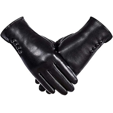 Alepo Faux Leather Gloves With Cashmere Wool Lining