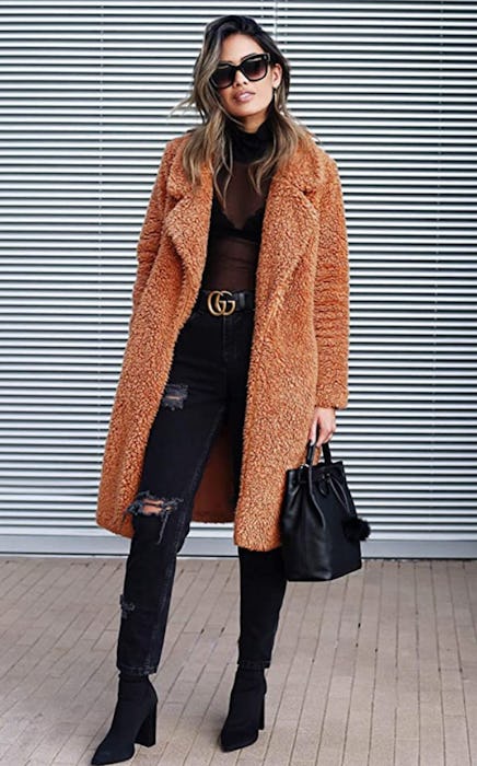 Angashion Fuzzy Lapel Jacket