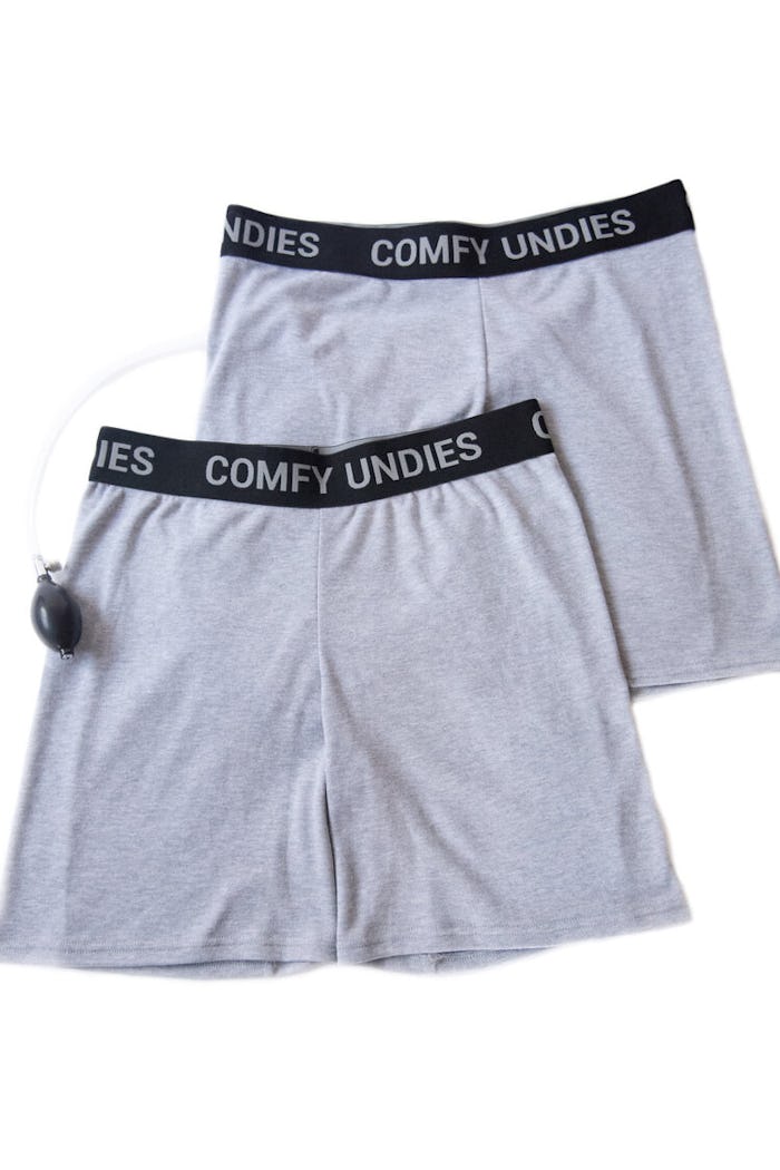 Postpartum underwear with a built-in donut pillow in grey