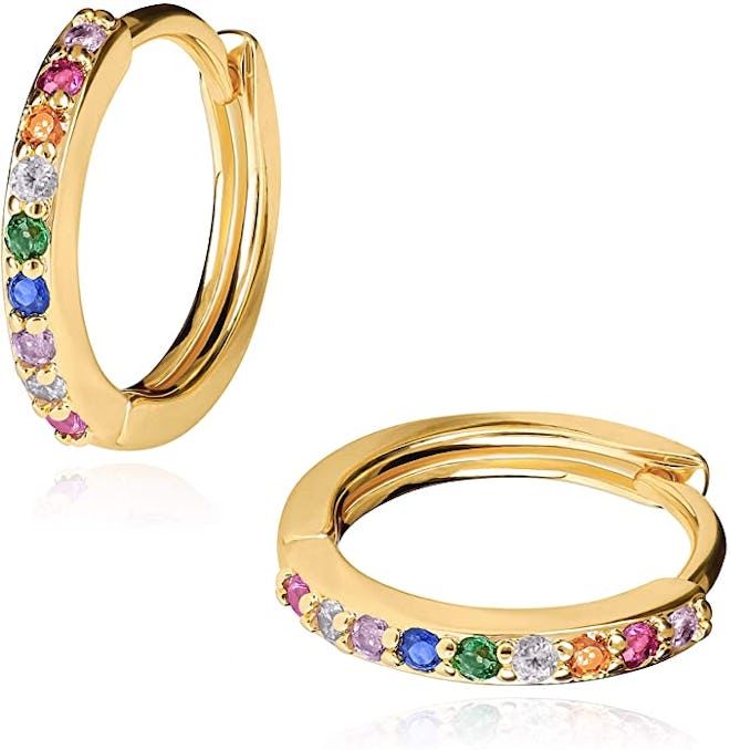 LAVLA 18-Karat Gold-Plated Rainbow Hoop Earrings