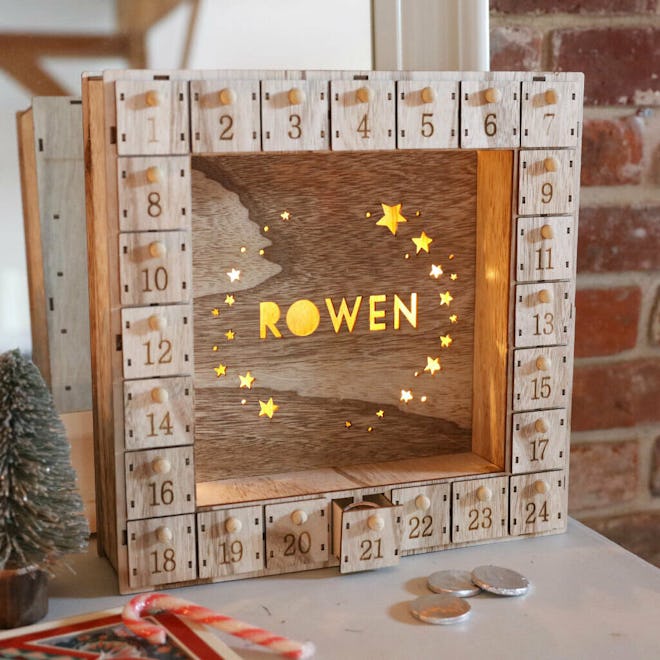 Lisa Angel Personalised Wooden Stars Advent Calendar Light Box