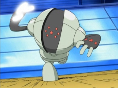 Registeel using an attack in the pokemon animated series