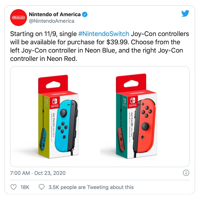 Nintendo dropped the price of its Joy-Con controllers to $40, down from $50. 