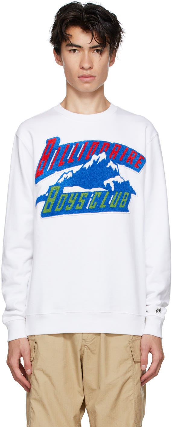 Billionaire Boys Club White Chenille Mountain Logo Sweatshirt