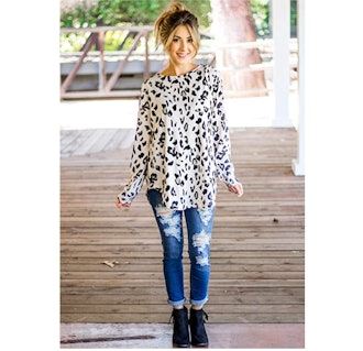 Tickled Teal Leopard Sweater