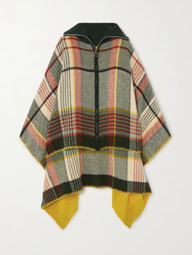 Checked Wool And Cashmere-Blend Poncho