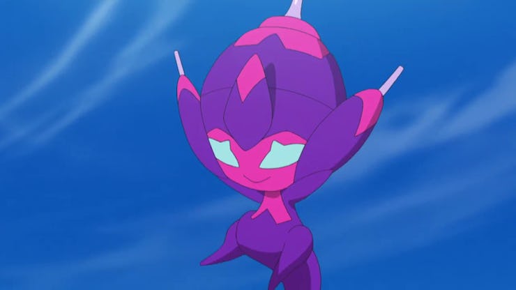  Poipole in Pokémon: The Crown Tundra with the blue sky in the background