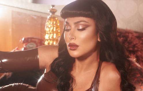 Huda Beauty Naughty Nude Eyeshadow Palette campaign imagery and eye look.