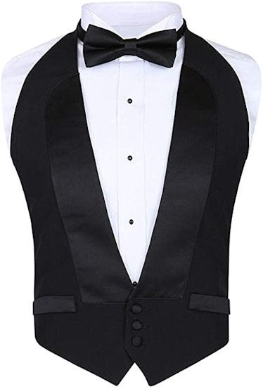 S.H. Churchill & Co. Men's Classic Formal 100% Wool Black Backless Tuxedo Vest