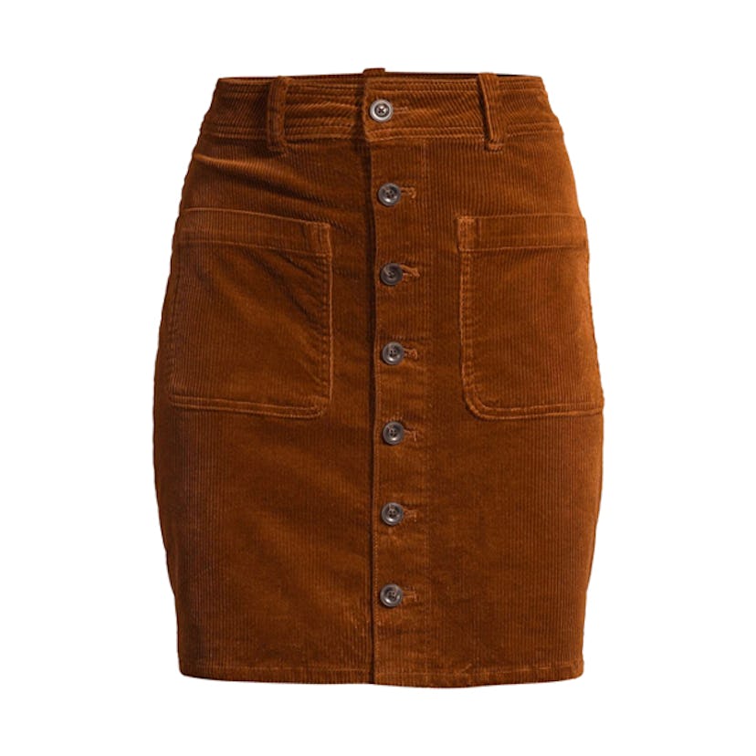 Corduroy Button-Front Skirt