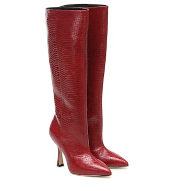 Parton croc-effect leather knee-high boots