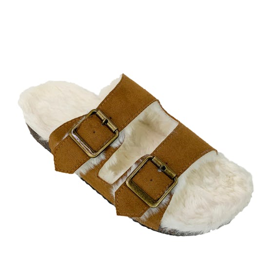 Luxe Faux Fur Two-Band Slide Slippers