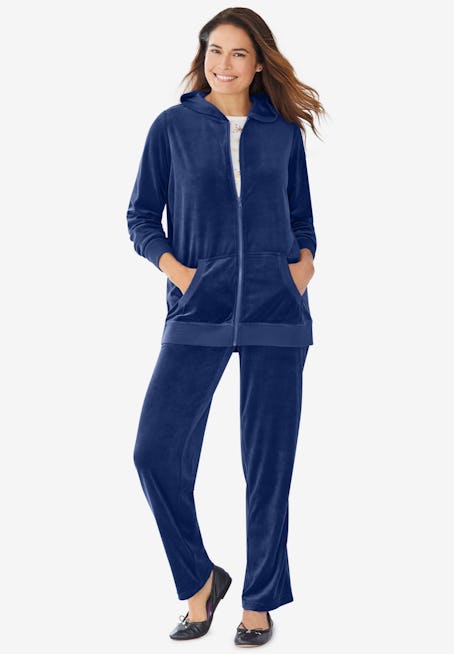 Woman Within 2-Piece Velour Hoodie Set