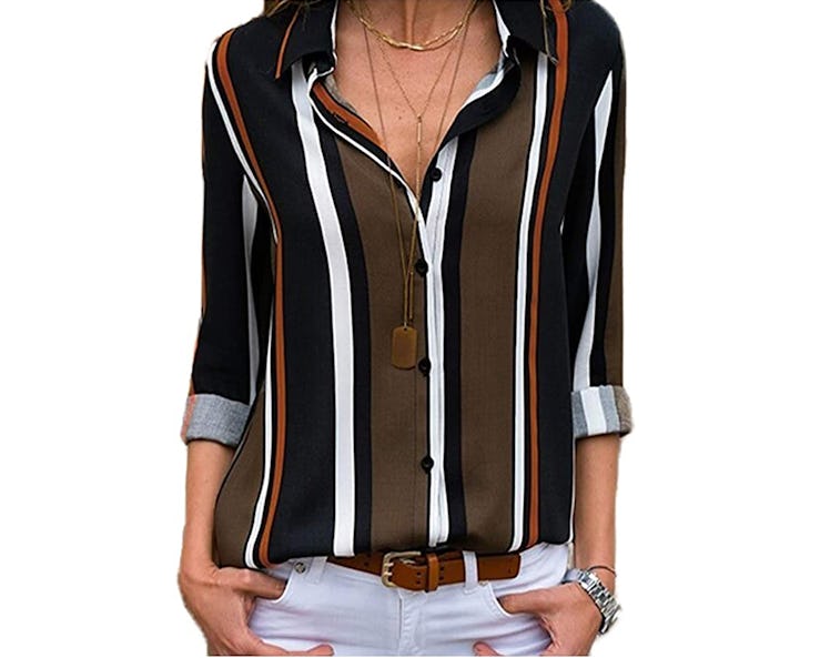 Astylish Striped Roll up Blouse