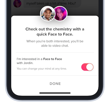 The toggle screen for Face to Face