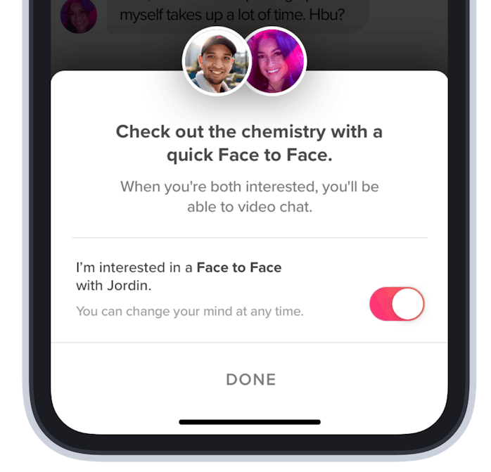 The toggle screen for Face to Face