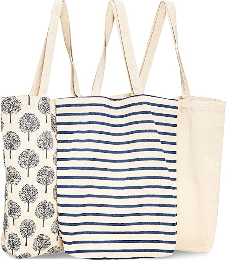 Juvale Reusable Cotton Tote Bags (3-Pack)