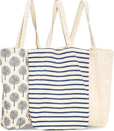 Juvale Reusable Cotton Tote Bags (3 Pack)