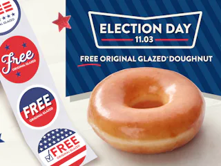 Voters can score a free glazed doughnut at Krispy Kreme on Nov. 3.