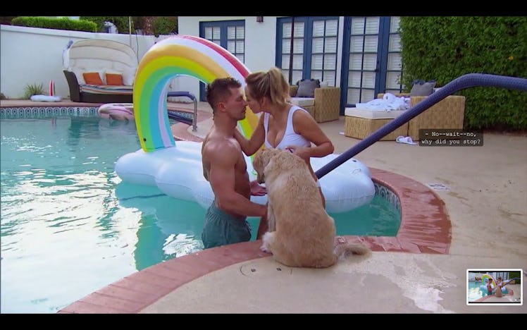 Clare Crawley and Zack Jackson in a swimming pool nearly kissing each other