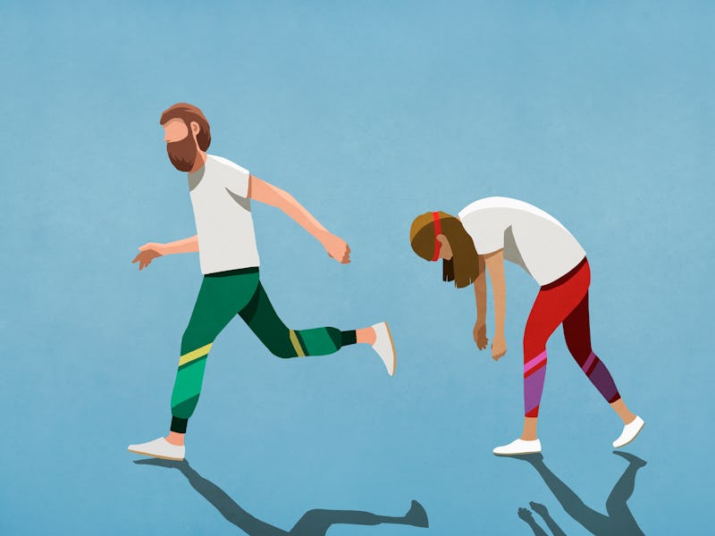 A couple going on a run.