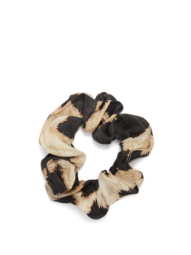 Ganni Leopard-print linen-blend scrunchie