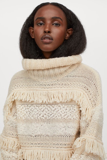 H&M Mixed-knit Turtleneck Sweater