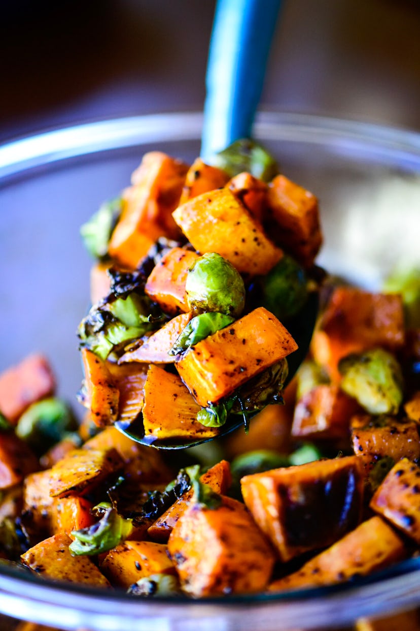 sweet potatoes & brussels sprouts
