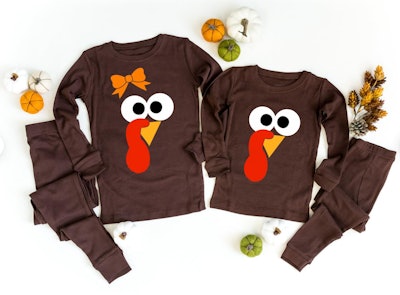 Turkey Face Thanksgiving Pajamas