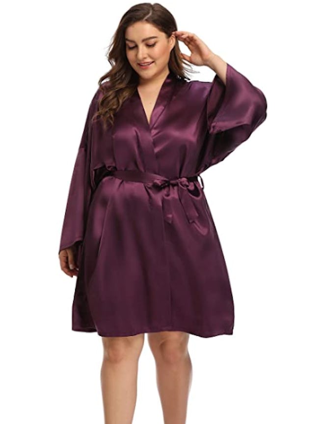 Super Shopping Zone Plus-Size Satin Robe