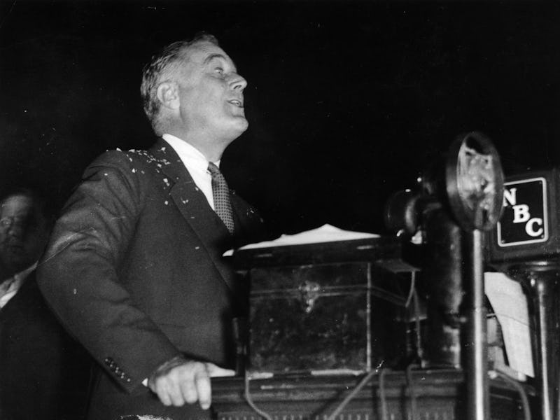 Franklin Delano Roosevelt speaking.