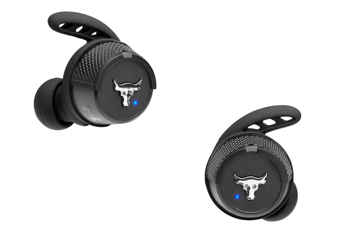 UA Project Rock True Wireless X earbuds.