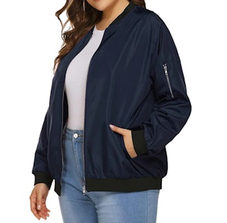 IN'VOLAND Plus Size Bomber Jacket