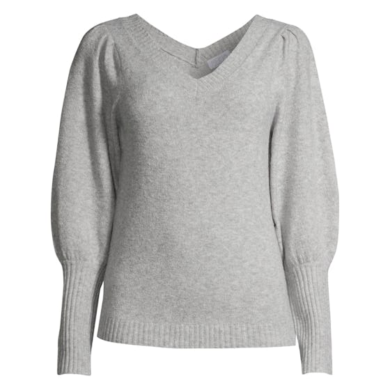 V-Neck Sweater with Blouson Sleeves