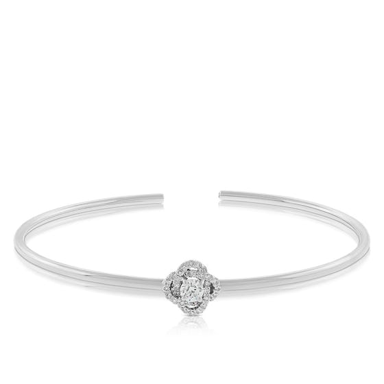 Signature Forevermark Diamond Flower Bangle in 18K White Gold