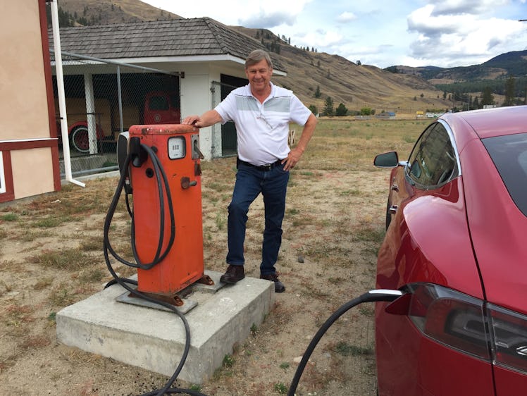 Ray's Tesla charging.