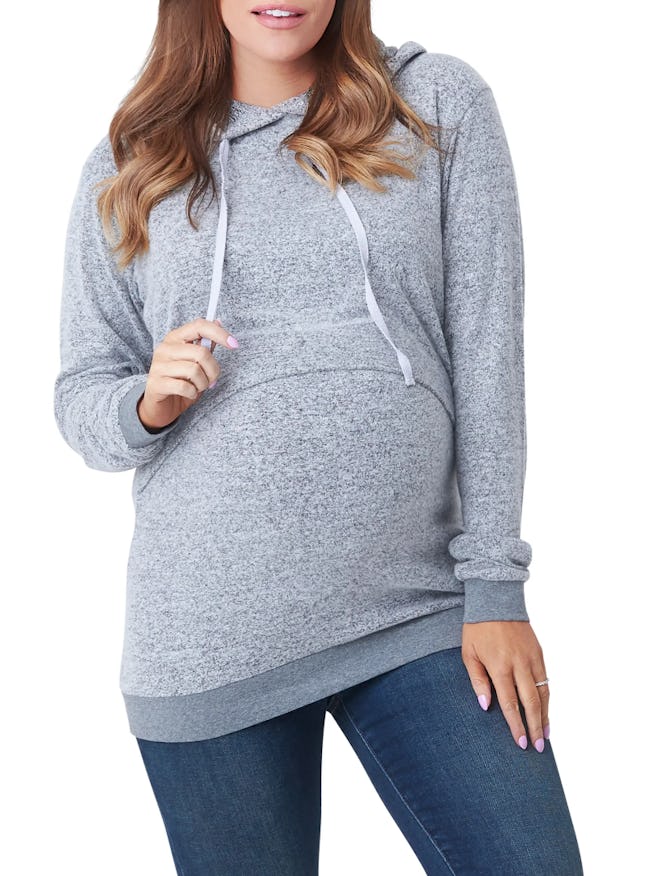 NOM Maternity Jojo Maternity/Nursing Hoodie in Grey Hacci