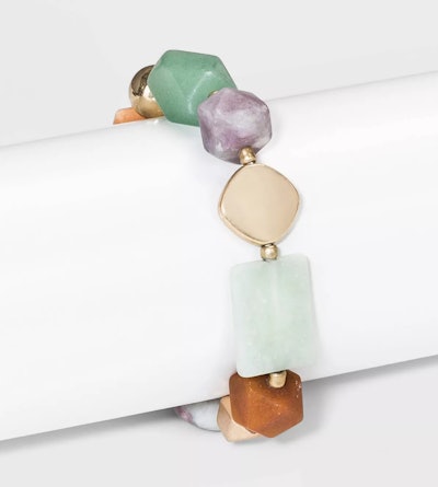 Universal Thread Semi-Precious Stretch Bracelet in Orange/Jade/Lilac