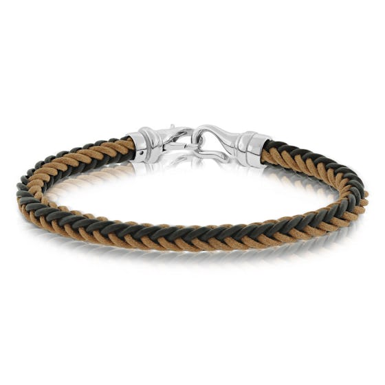 Black & Brown Braided Leather Bracelet