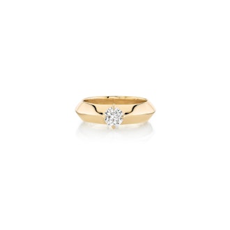 Wide Knife Edge Solitaire Ring 