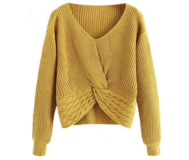 MakeMeChic Knot Front Cropped Sweater